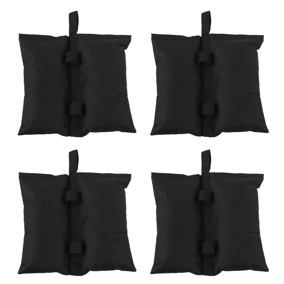 4Pcs Black Tent Sandbags, 600D Oxford Fabric, Heavy-Duty Weights For Garden Patio Sunshade, Carry Store, Double Hook And Loop 6482260302805