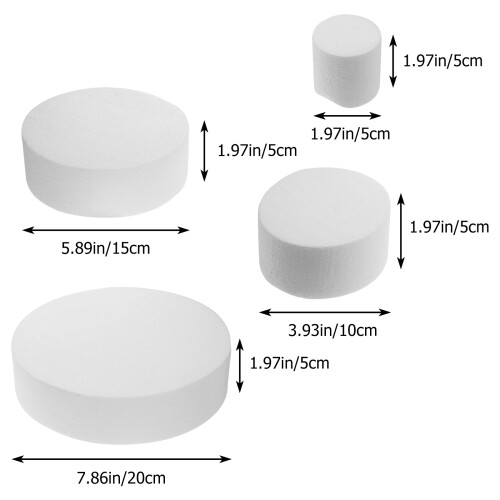 Cake Foam Round Practice Model For Display Cakes - 4pcs 1