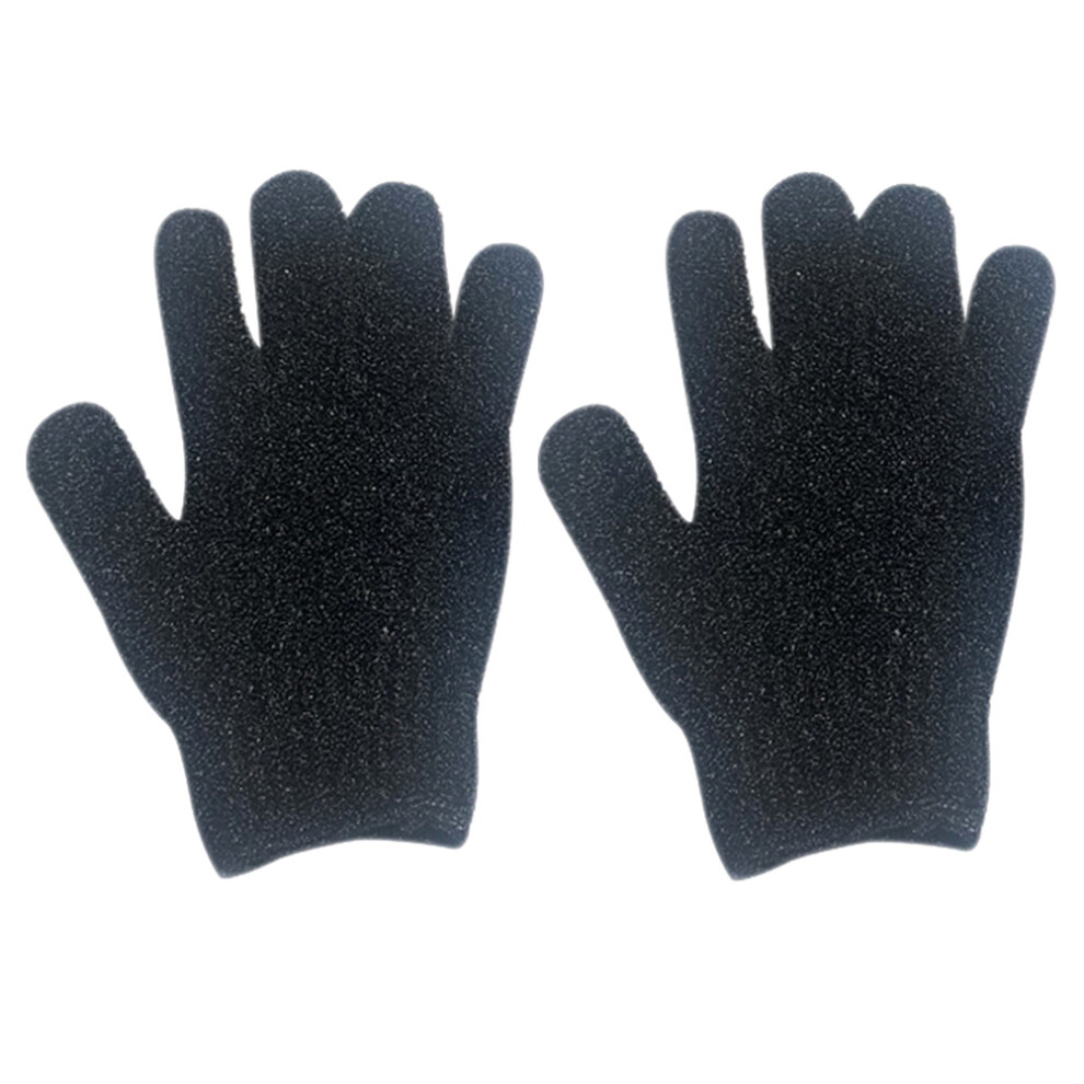 Solustre 2Pcs Black Glove-Shaped Exfoliating Gloves For Unisex Spa M
