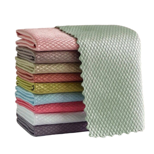 10pcs Fish Scale Dishcloth Microfiber For Dishes Kitchen 2