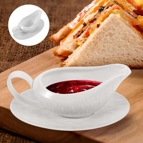 White Gravy Keramik Servierkännchen Sauce Hotel Peacock Tail 2