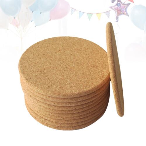 6 Pcs Round Cork Coasters Kitchen Coasters 10x0.5cm 1
