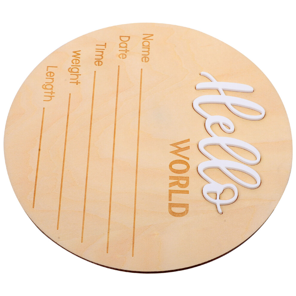 Iplusmile Khaki Round Wood Birth Announcement Sign For Newborn Decor