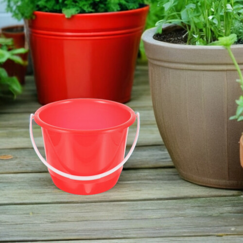 3er-pack rote kunststoffeimer mit griffen für garten und heimwerken 2
