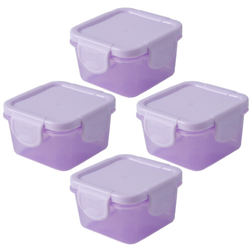 4St Dichte PP Voedselboxen Paarse Mini Verse Bewaarcontainers Fridge 1