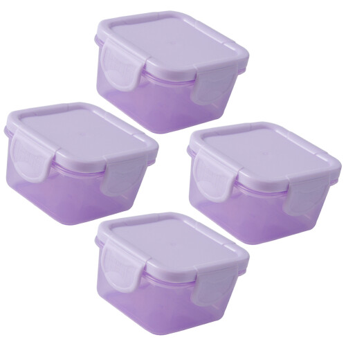 4St Dichte PP Voedselboxen Paarse Mini Verse Bewaarcontainers Fridge 2