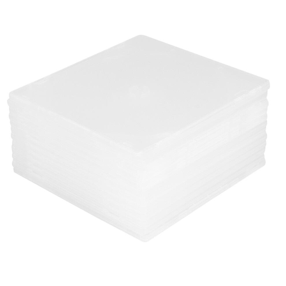 25 Pcs Cd Case Square Cd Package Plastic White-image-OPC-PK8J9M6-NEW