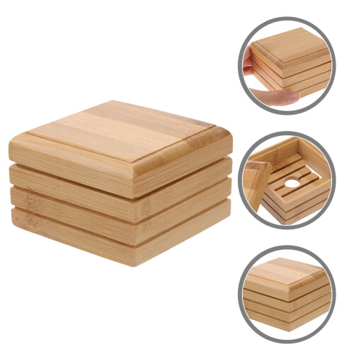1Boîte Rangement En Bambou Beige Couvercle Drainage 1