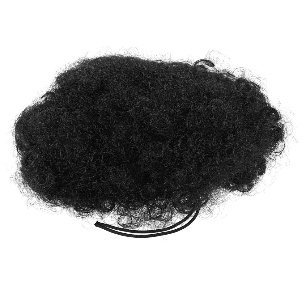 Vaguelly Unisex Black African Wig Bag Man Child Afro Puff Hair Tie Ponytail For Women