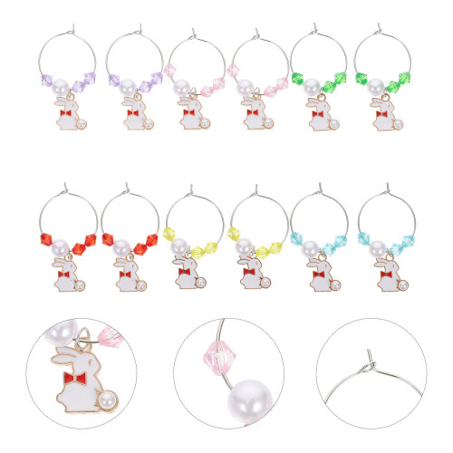 12pcs Bunny Glass Marker Wine Drinking Cup Rings 2
