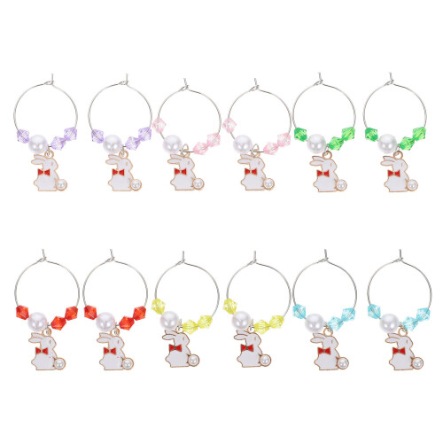 12pcs Bunny Glass Marker Wine Drinking Cup Rings