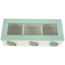 Raindrops Tea Bags Organizer Box Wooden Light Green 1set