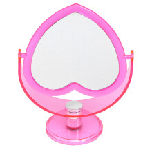Heart Makeup Mirror Pink Acrylic 1set 5.5x5.5x0.4in