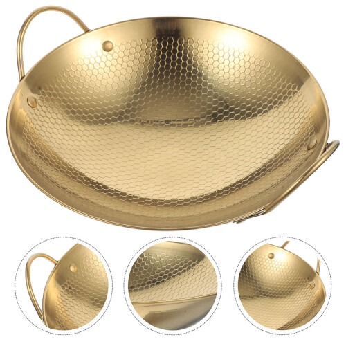 Raindrops Golden Stainless Steel Wok Practical Design Workmanship 2