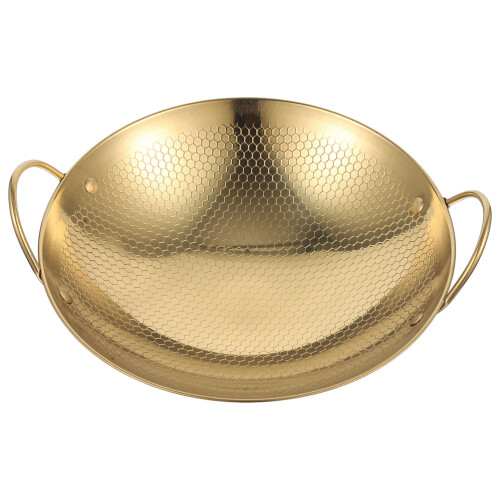 Raindrops Golden Stainless Steel Wok Practical Design Workmanship 1