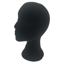 1Pc Smooth Black Wig Head Mold with Holder for Display and Training