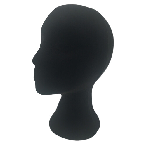 1Pc Smooth Black Wig Head Mold with Holder for Display and Training