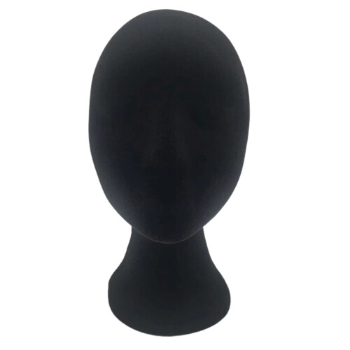 1Pc Smooth Black Wig Head Mold with Holder for Display and Training 1