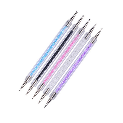 5Pcs Nail Art Dot Paint Pens 2-Ended Dotting Tools Assorted Color Set
