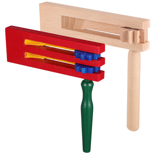 2Pcs Wooden Ratchet Noise Makers Assorted Color Handheld Percussion