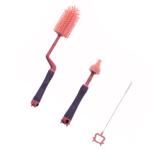 1Flesborstel Set Roze Siliconen 360 Draaibaar Schoonmaak