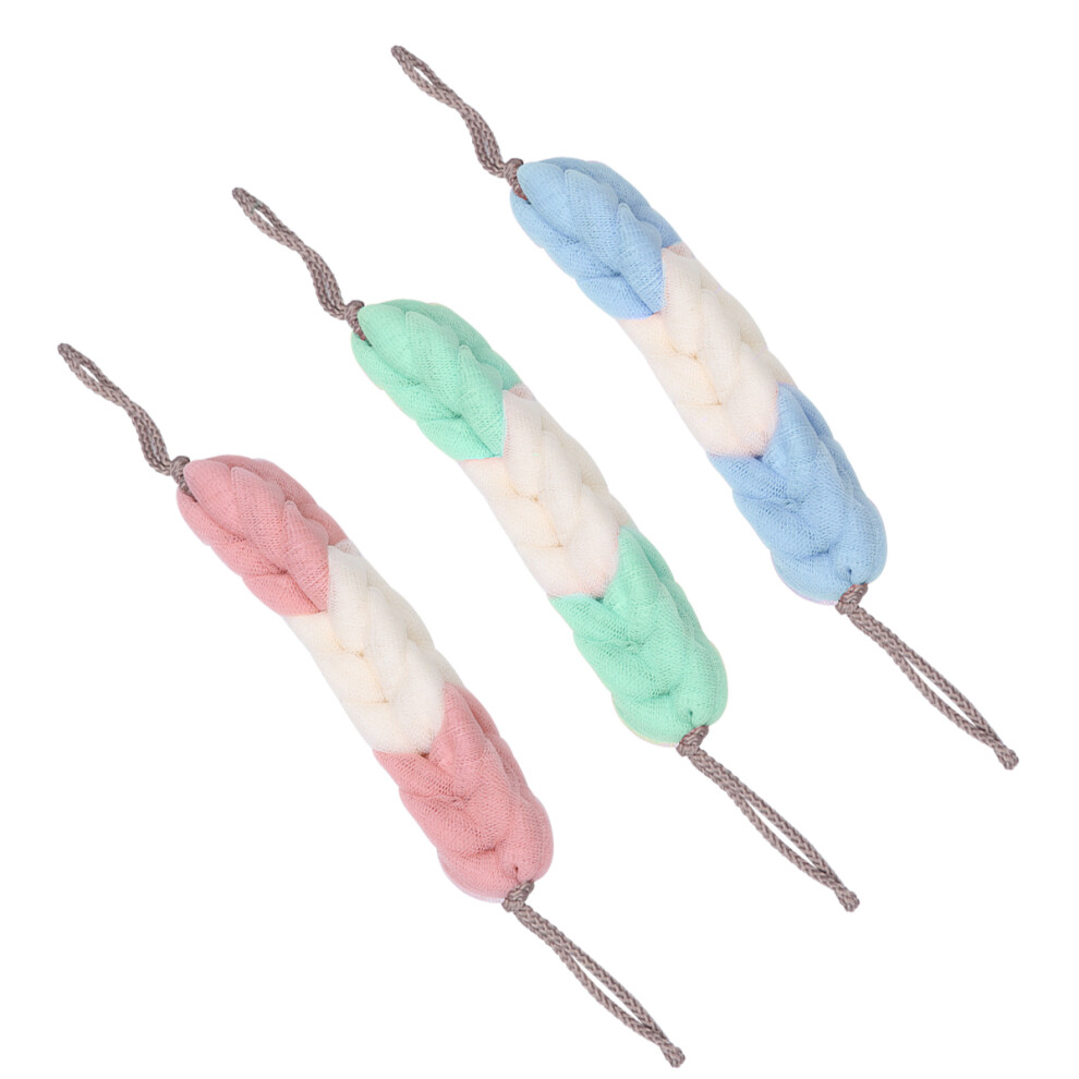 Inoomp 3 Pcs Body Exfoliator Sponge Back Shower Towel Bath Back-Pulling