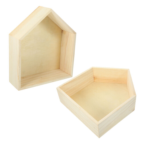 Wall Floating Shelf Wooden House Shape 2pack 10.8in