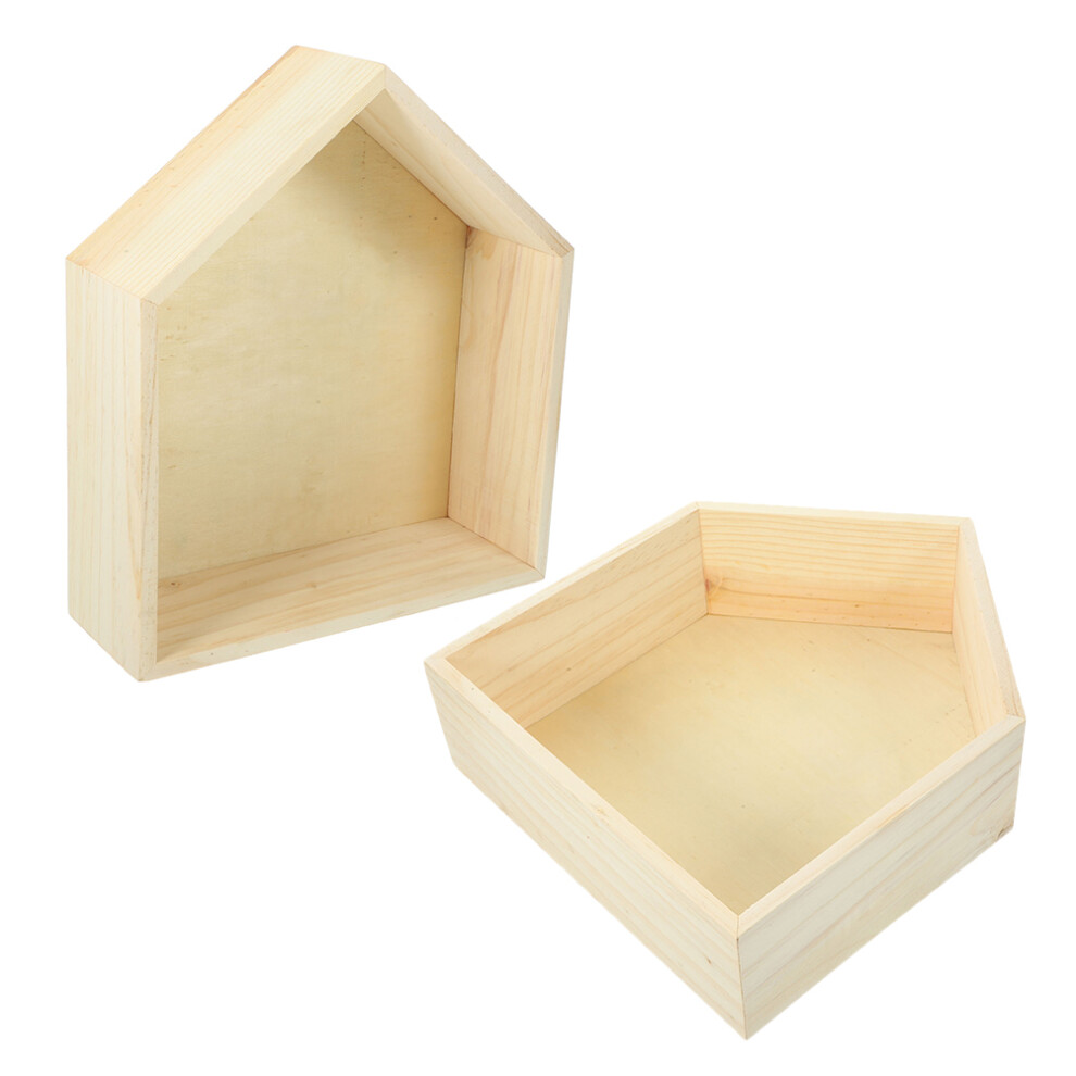 Wall Floating Shelf Wooden House Shape 2Pack 10.8In Inoomp