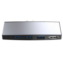 USB Hub for Laptop Aluminum 6-in-1 Portable Data Hub Silver