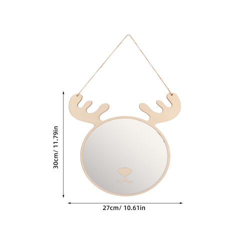 Wood Wall Mirror Nordic Style Bear Shape Ivory 1 Set 1