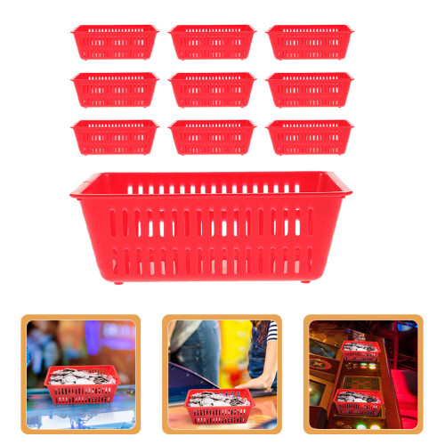 10 Pcs Daily Use Plastic Basket Storage Boxes Rectangular Red 2