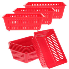 10 Pcs Daily Use Plastic Basket Storage Boxes Rectangular Red