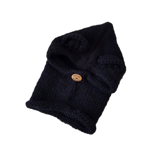 Knitted Hat Scarf Winter Knitted Hat Black 1set