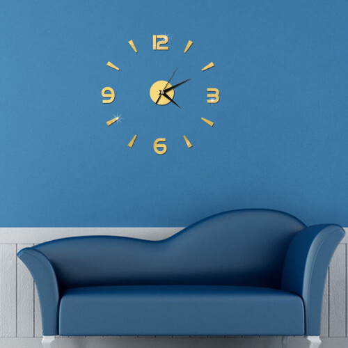 3d Frameless Design Wall Clock Acrylic Gold 1pcs For Home 1