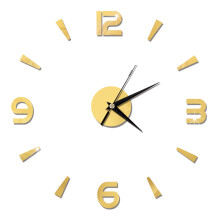 3d Frameless Design Wall Clock Acrylic Gold 1pcs For Home