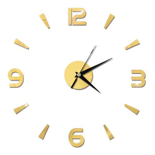 3d Frameless Design Wall Clock Acrylic Gold 1pcs For Home