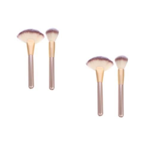 2 Sets Highlighter Brush Makeup Powder Brushes For Fan Applicator 1