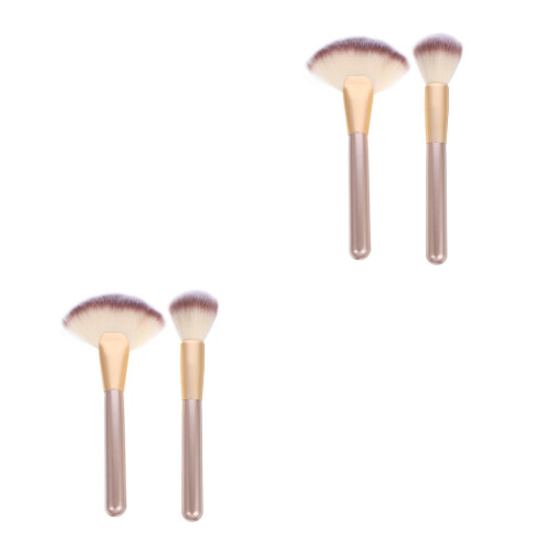 2 Sets Highlighter Brush Makeup Powder Brushes For Fan Applicator 2