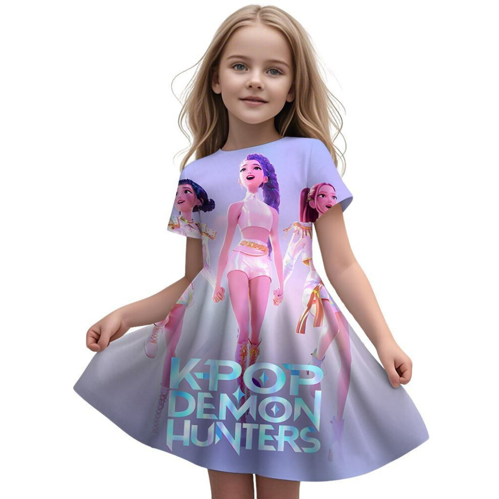 (Style 1, 100cm) Hunters Kpop Demon 3d Print Girl Princess Dress Skirt Halloween Fashion Party-image-OPC-PK8K98K-NEW