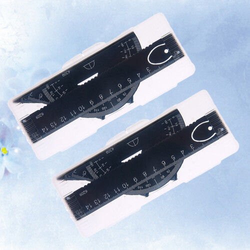 Protractor Stationery Ruler Set Black Metal 2pack 2