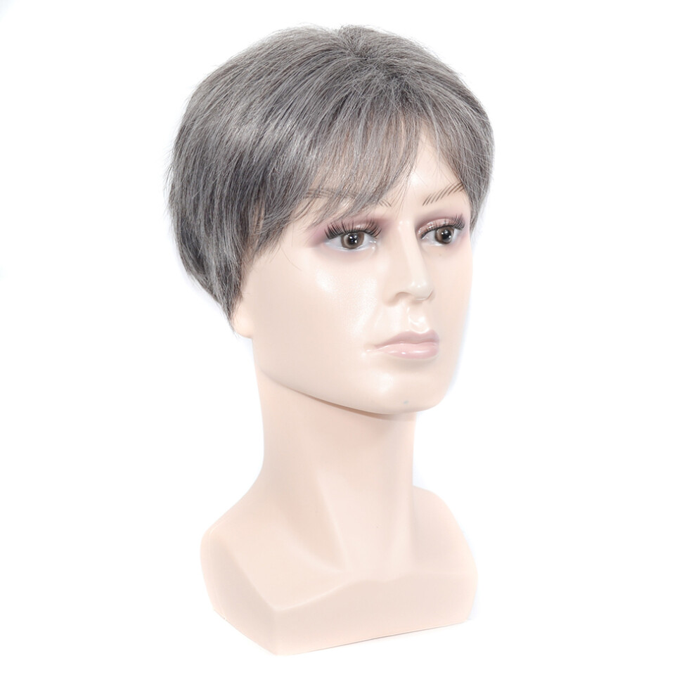 Aboofan Unisex Grey/Silver Wig Headgear Dad Middle Aged High Temperature Fiber Realistic For Men