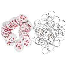 Round Numbered Tags Acrylic White 50 Sets 1.3x1.3in