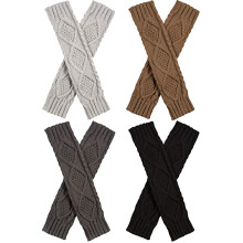 Masteelf 4 Pairs Warm Sleeves Long Fingertips Cozy Gloves Black Work