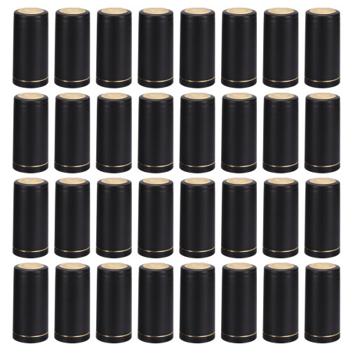 50 Black Plastic Shrink Wraps With Caps