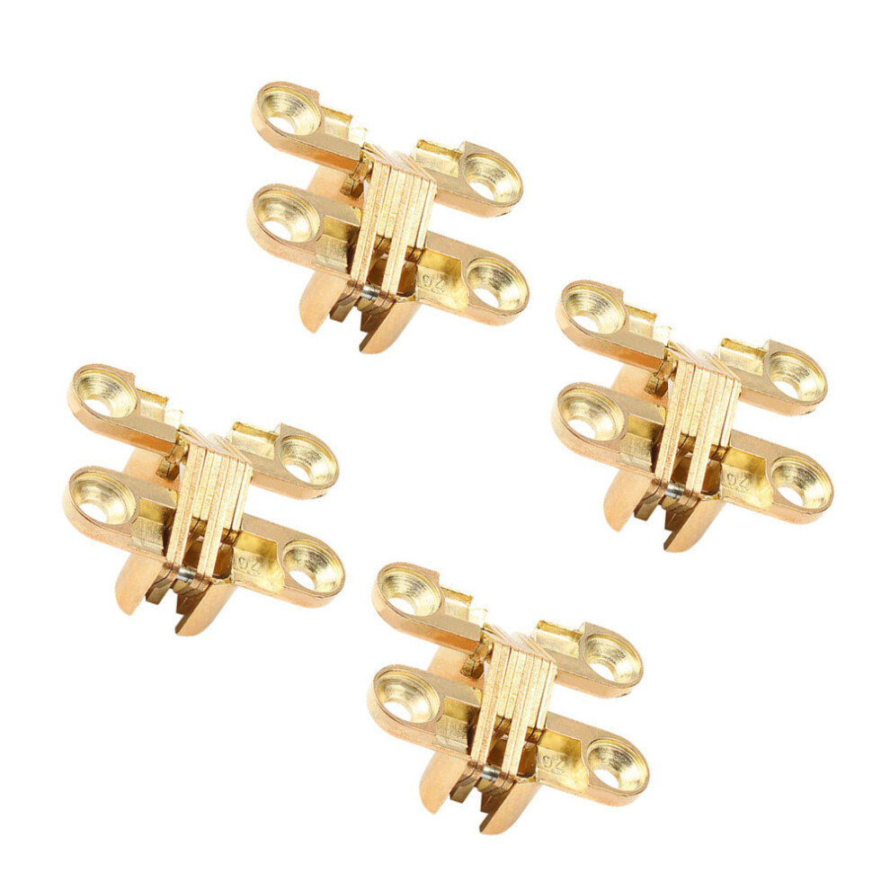 4Pcs Golden Zinc Alloy Folding Hinges Hidden Table Holder Brackets 3163702871259