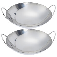 Raindrops Stainless Steel Deep Pan Wok Pan Silver 2pcs