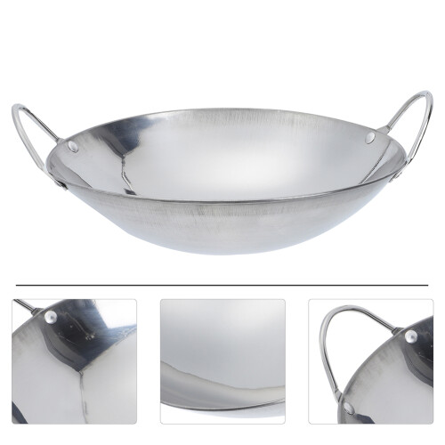 Raindrops Stainless Steel Deep Pan Wok Pan Silver 2pcs 2