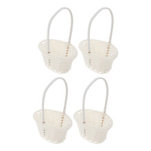 Mlins 4 Pcs Rattan Flower Basket Wicker Rustic Decor Girl Child White