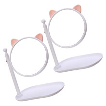 2 Pcs Mirror With Base Magnifying Makeup Tabletop Girls White