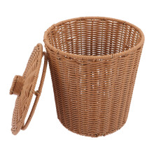 Baskets With Lids Brown Plastic Wicker 1pcs For Multi-Use